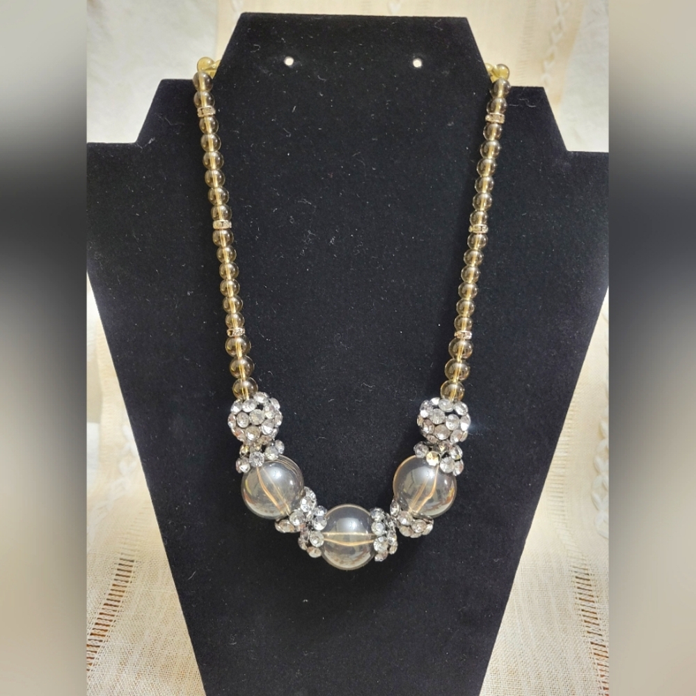 Signed Banana Republic Glass Beaded Rhinestone Necklace